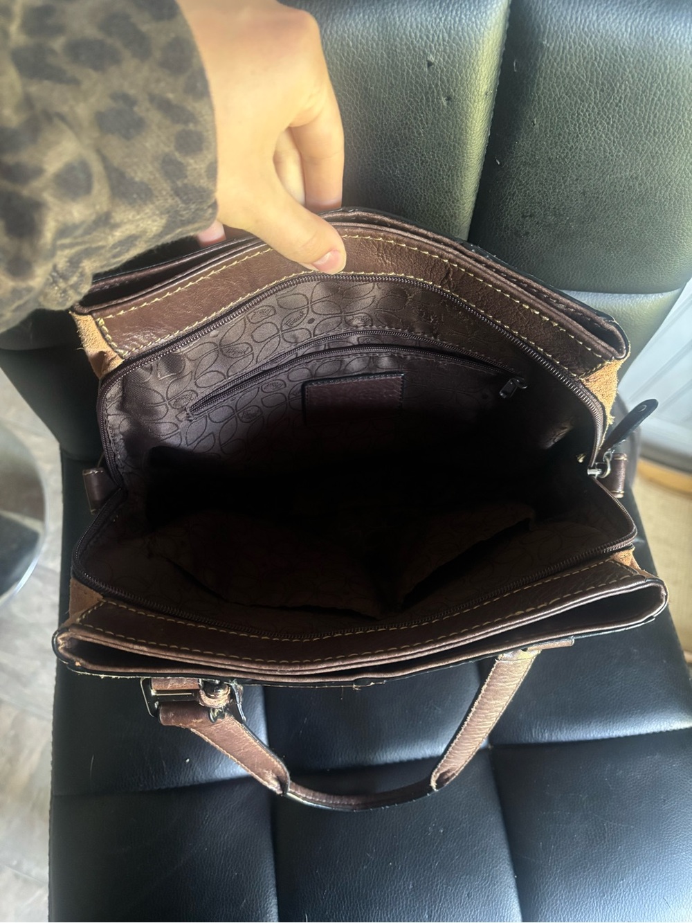 Patchwork Leather Handbag - Multicolor - Picture 3 of 7